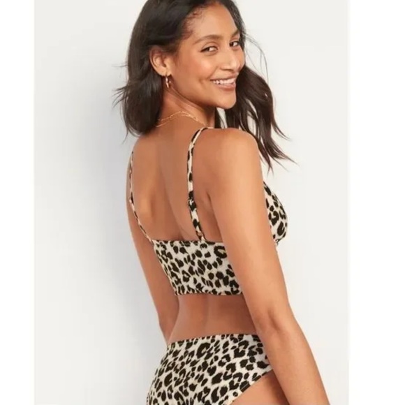 2pc Cheetah V-Neck Cropped Tankini & Matching High Waisted Bottoms - Small - Picture 3 of 6